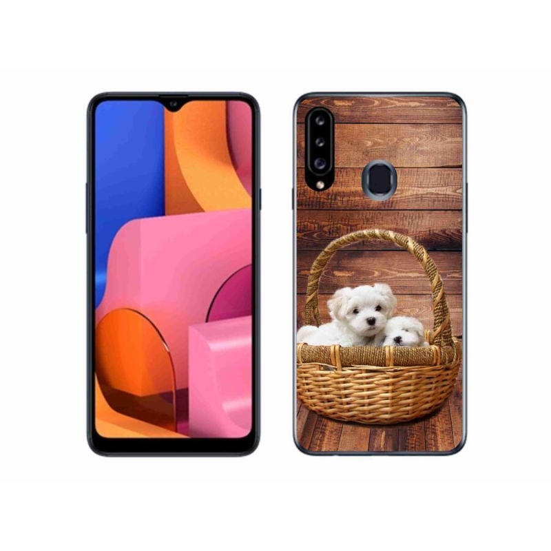 Zselés borítás mmCase Samsung Galaxy A20S készülékhez - kölyökkutyák