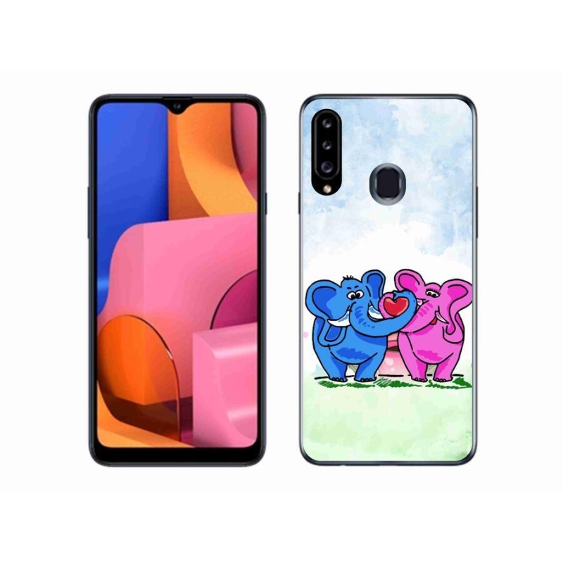 Gél borító mmCase a mobiltelefonon Samsung Galaxy A20S - szerelmes elefántok
