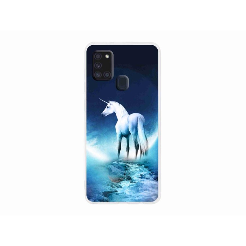 Gél védőhuzat mmCase Samsung Galaxy A21s készülékhez - fehér egyszarvú