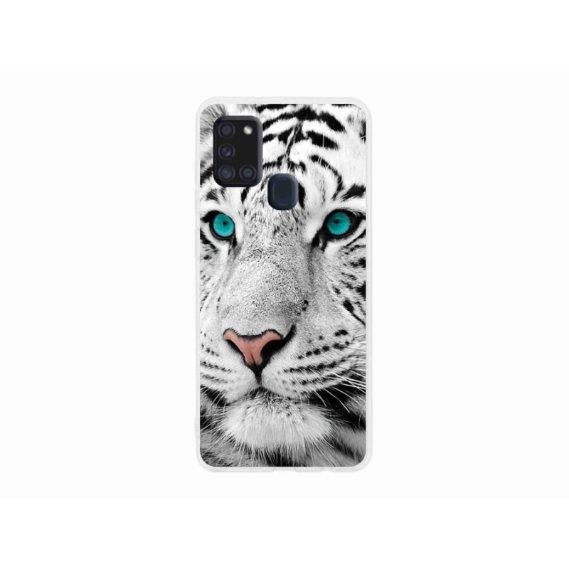 Zselés borítás mmCase Samsung Galaxy A21s készülékhez - fehér tigris