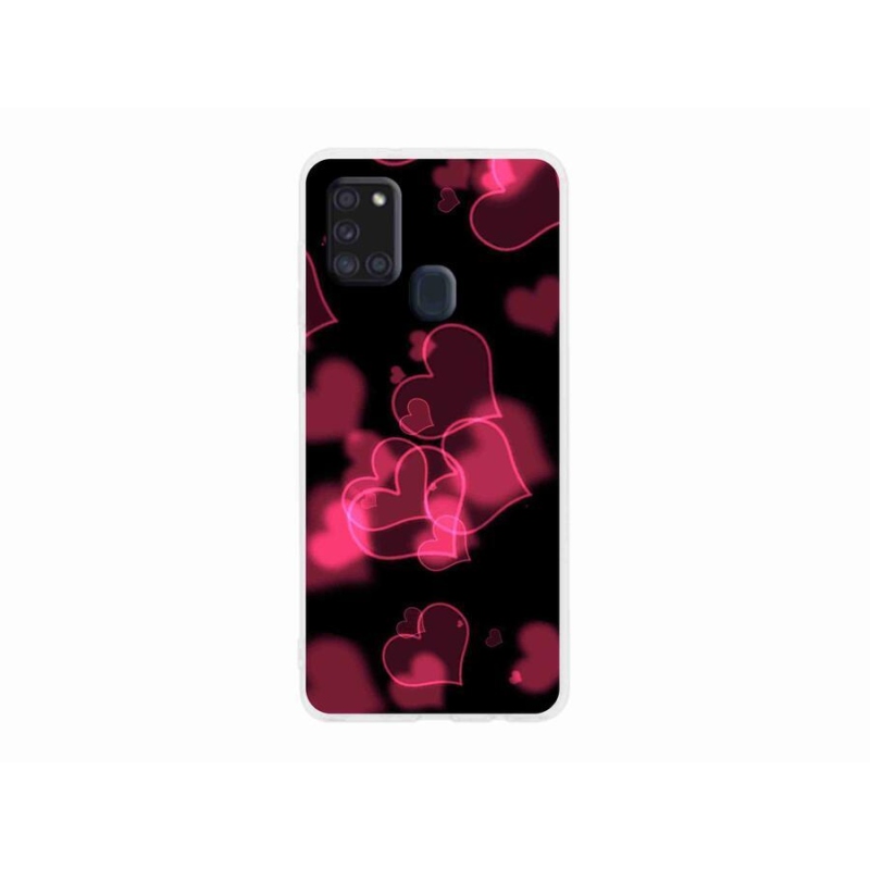 Gél védőhuzat mmCase Samsung Galaxy A21s készülékhez - piros szívek