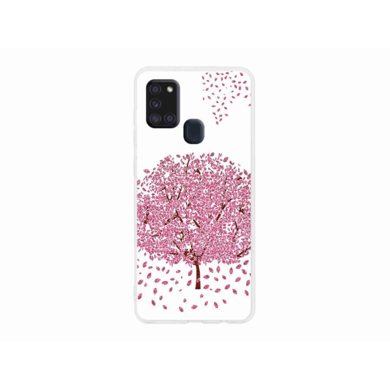 Gél borítás mmCase Samsung Galaxy A21s készülékhez - rajzfilmfa levelekkel