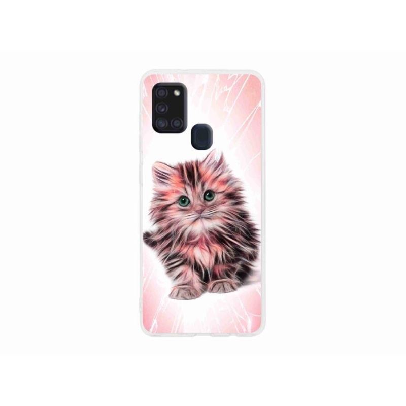 Gél borítás mmCase Samsung Galaxy A21s készülékhez - aranyos cica