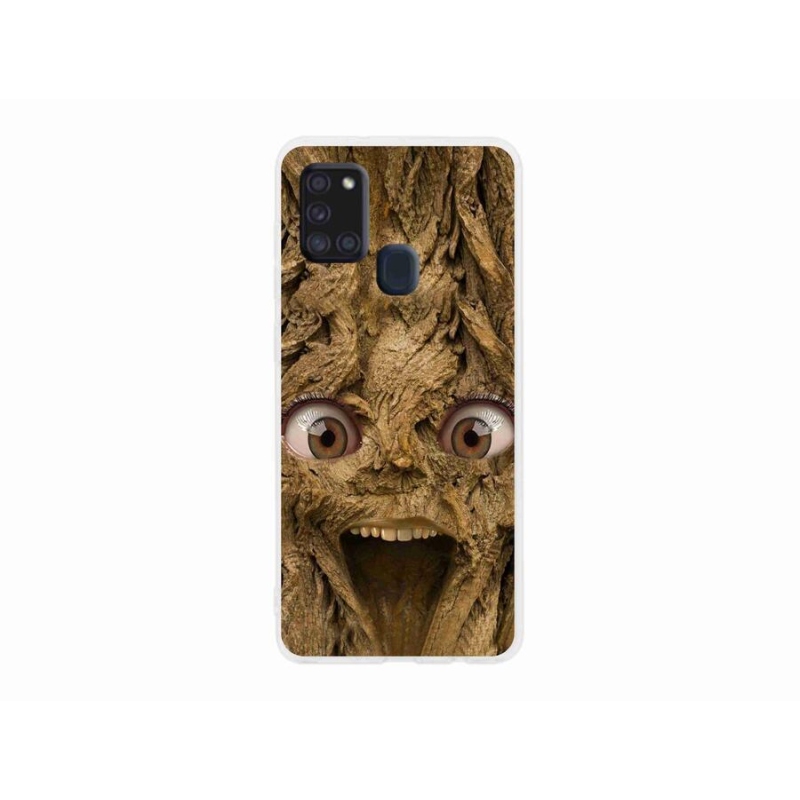 Gél borítás mmCase Samsung Galaxy A21s készülékhez - vidám fa szemekkel