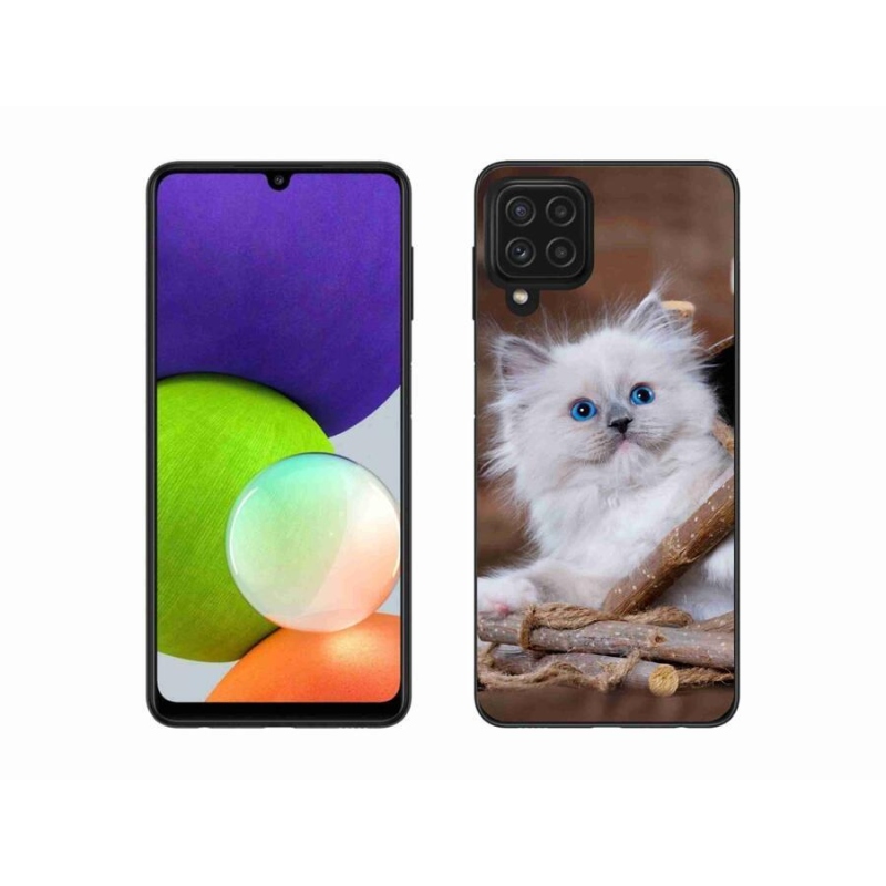 Gél borítás mmCase Samsung Galaxy A22 4G - fehér cica