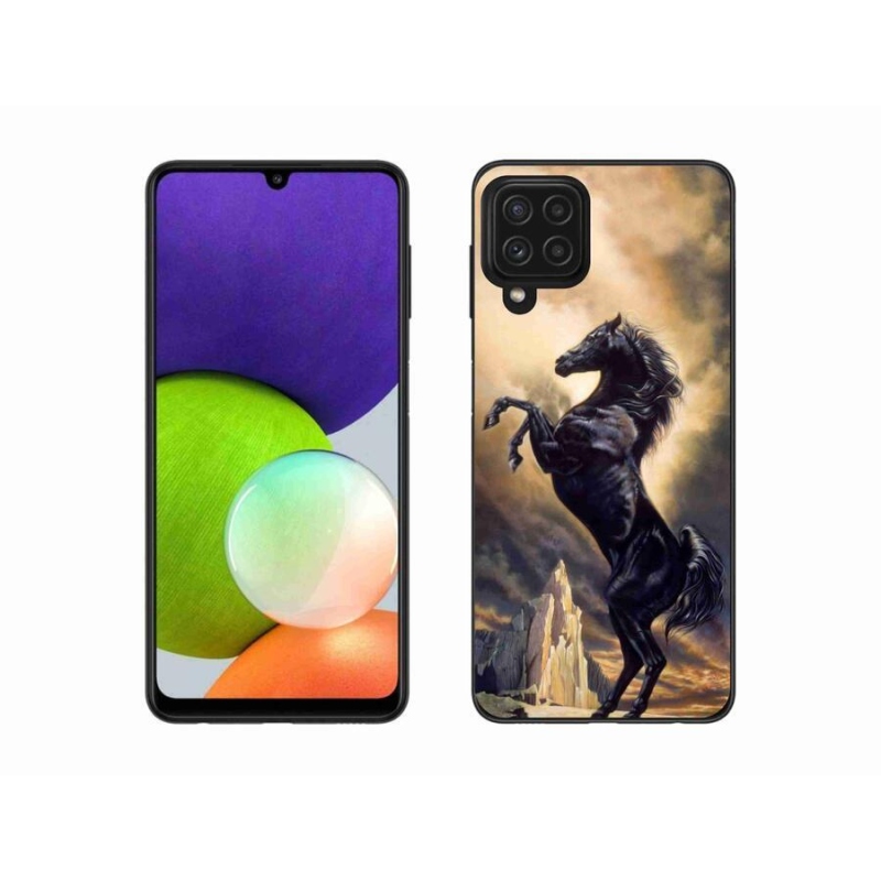 Gél védőhuzat mmCase Samsung Galaxy A22 4G - fekete rajzfilm lóhoz