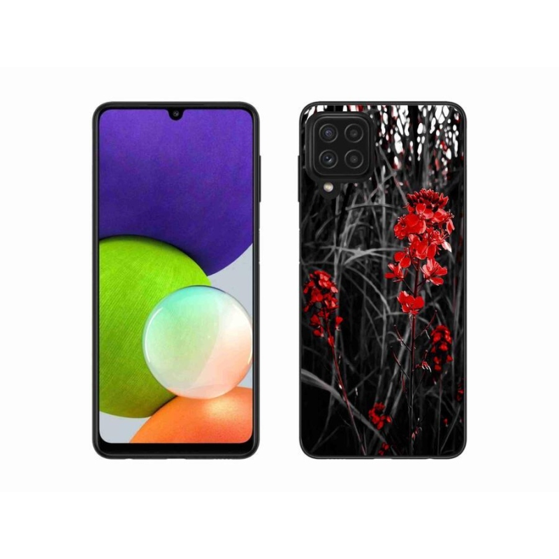 Gél borítás mmCase Samsung Galaxy A22 4G - piros növényhez