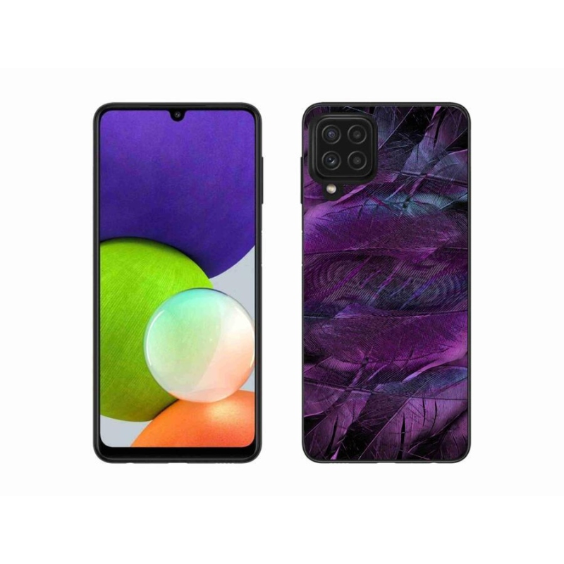 Gél védőhuzat mmCase Samsung Galaxy A22 4G - lila tollakhoz