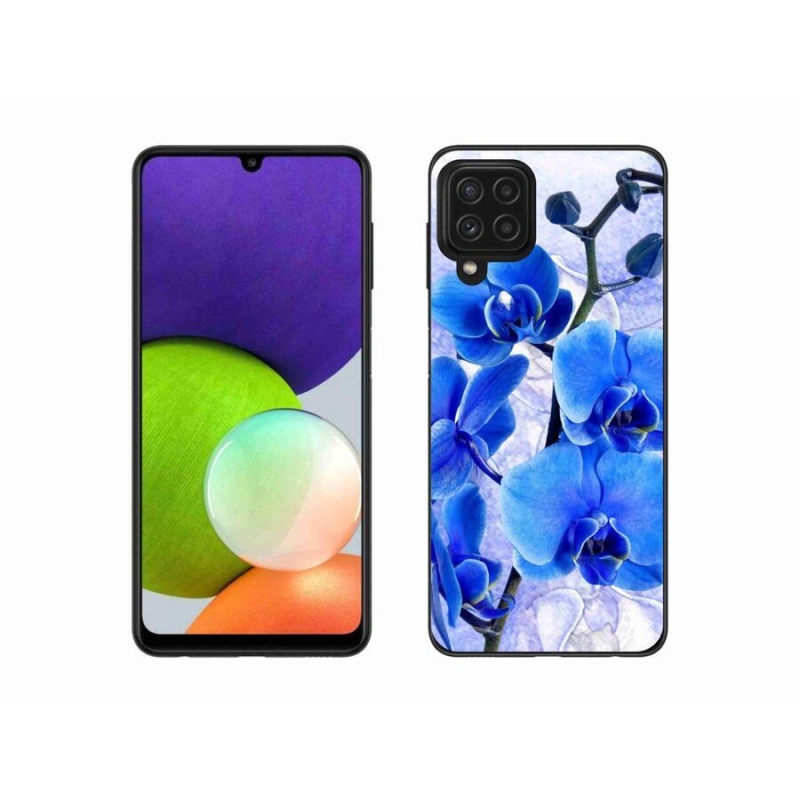 Gél védőhuzat mmCase Samsung Galaxy A22 4G - kék virágok