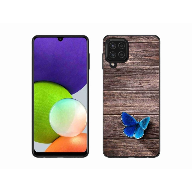 Gél védőhuzat mmCase Samsung Galaxy A22 4G - kék pillangó 1