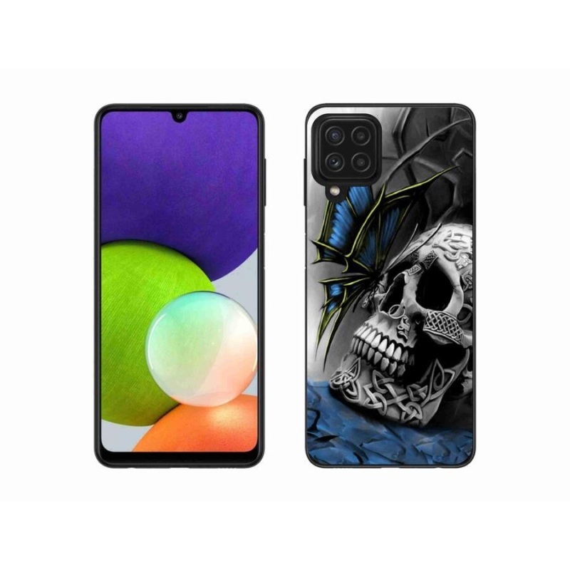 Gél borítás mmCase Samsung Galaxy A22 4G - pillangó és koponya - Samsung Galaxy A22 4G számára