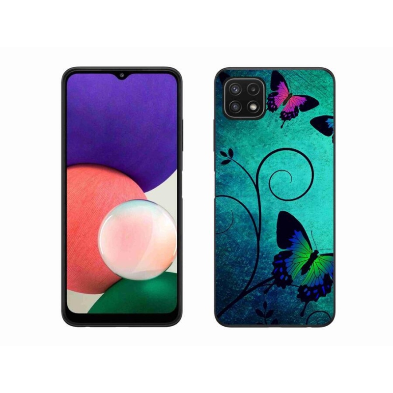 Gél védőhuzat mmCase Samsung Galaxy A22 5G - színes pillangókhoz