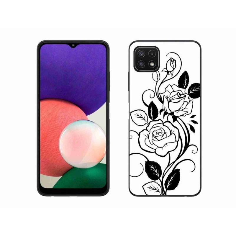 Zselés borítás mmCase Samsung Galaxy A22 5G - fekete és fehér rózsa