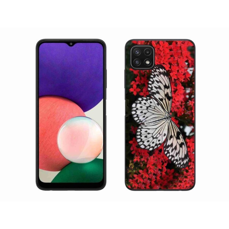 Zselés borítás mmCase Samsung Galaxy A22 5G - fekete-fehér pillangó 1