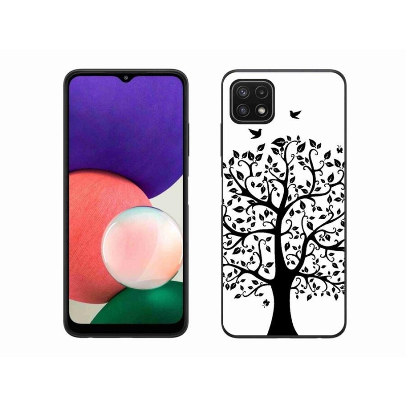 Zselés borítás mmCase Samsung Galaxy A22 5G - fekete-fehér fa