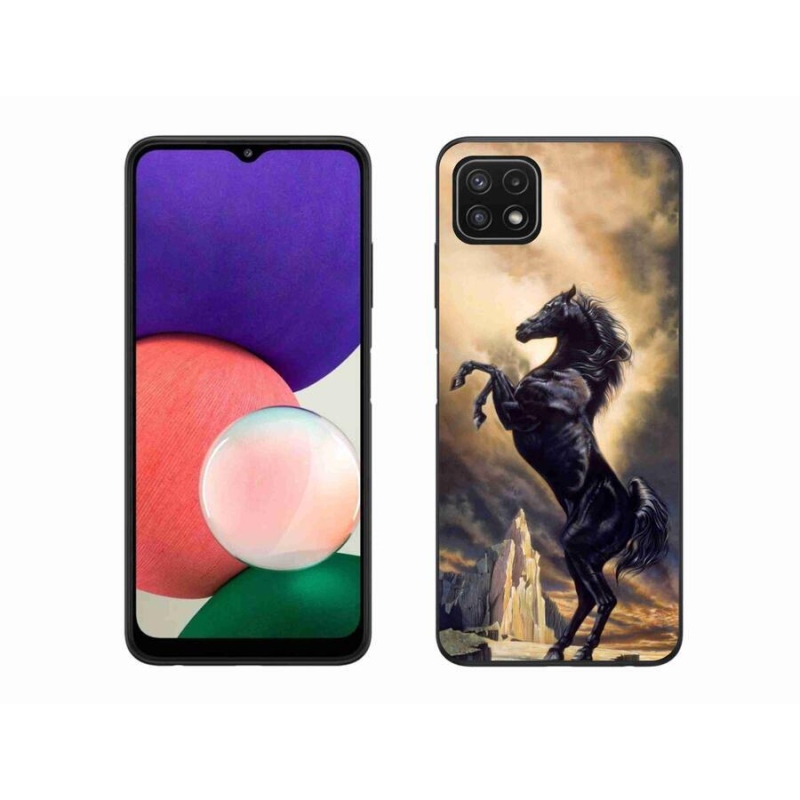 Gél védőhuzat mmCase Samsung Galaxy A22 5G - fekete rajzfilm lóhoz