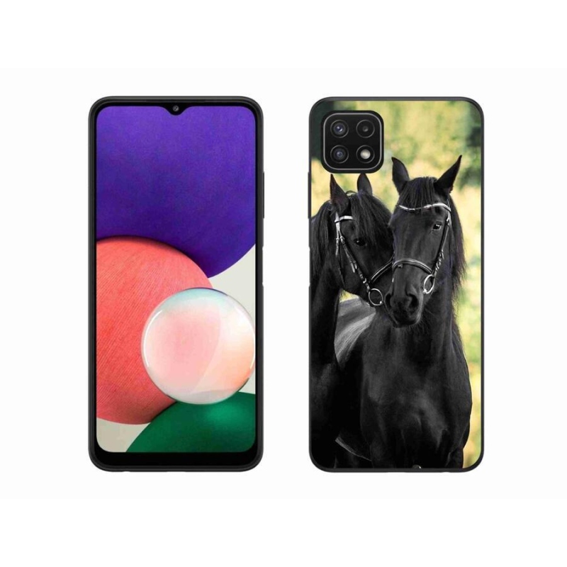 Zselés borítás mmCase Samsung Galaxy A22 5G - két fekete ló