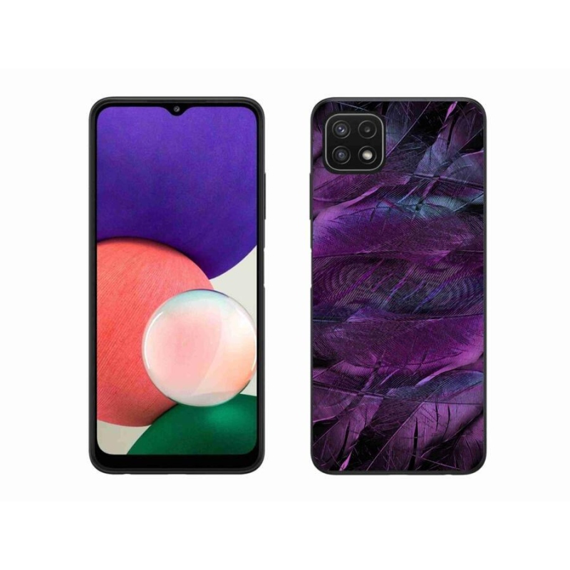 Gél védőhuzat mmCase Samsung Galaxy A22 5G - lila tollakhoz