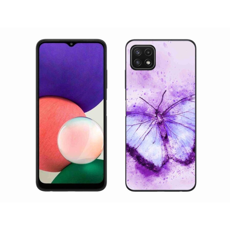 Gél védőhuzat mmCase Samsung Galaxy A22 5G - lila pillangóhoz