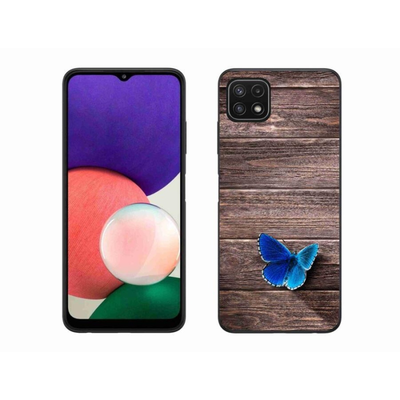 Zselés borítás mmCase Samsung Galaxy A22 5G - kék pillangó 1
