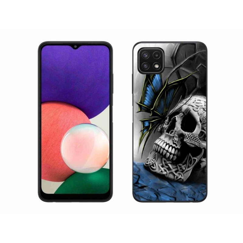 Gél borító mmCase Samsung Galaxy A22 5G - pillangó és koponya - Samsung Galaxy A22 5G számára