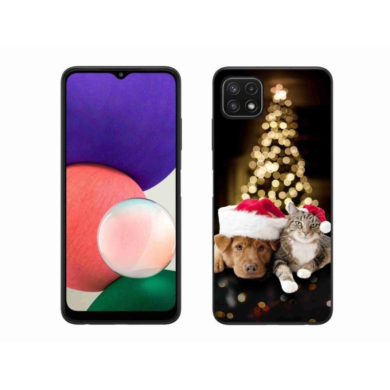 Gél borítás mmCase Samsung Galaxy A22 5G - Karácsonyi kutya és macska