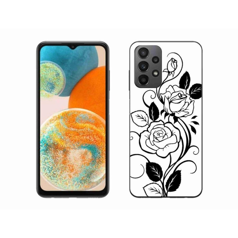 Zselés borítás mmCase Samsung Galaxy A23 4G/5G - fekete és fehér rózsa