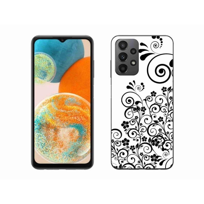 Zselés borítás mmCase Samsung Galaxy A23 4G/5G készülékhez - fekete és fehér virágmintás borítás