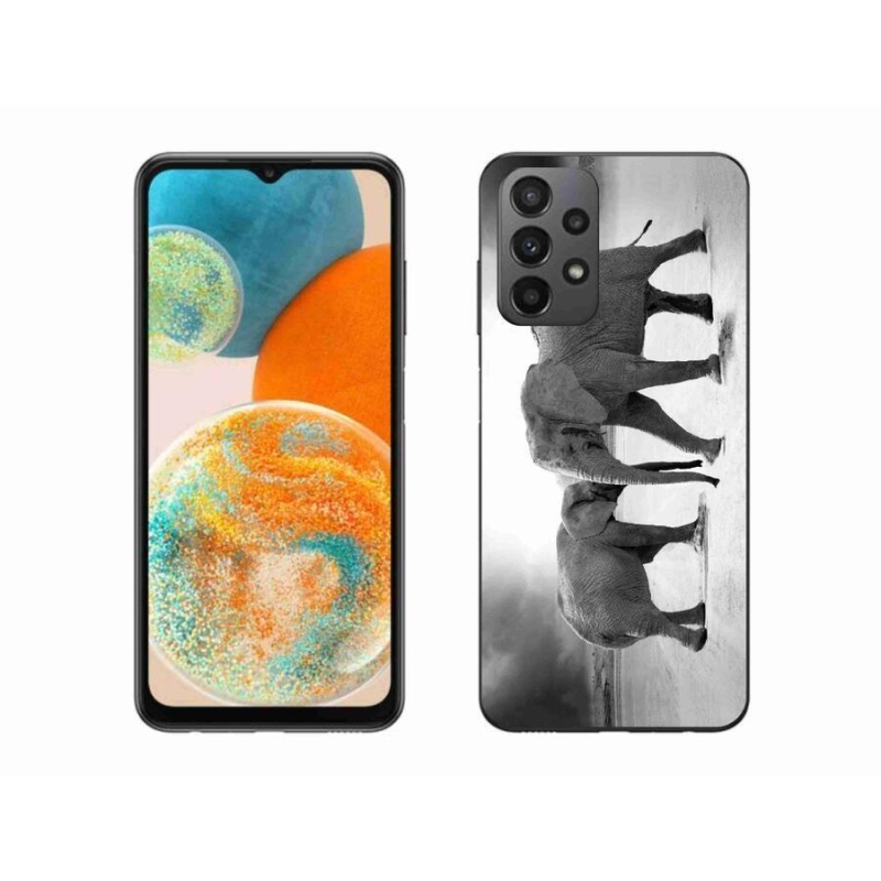 Zselés borítás mmCase Samsung Galaxy A23 4G/5G készülékhez - fekete és fehér elefántok