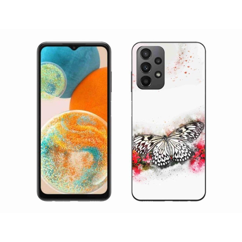 Zselés borítás mmCase Samsung Galaxy A23 4G/5G készülékhez - fekete-fehér pillangó