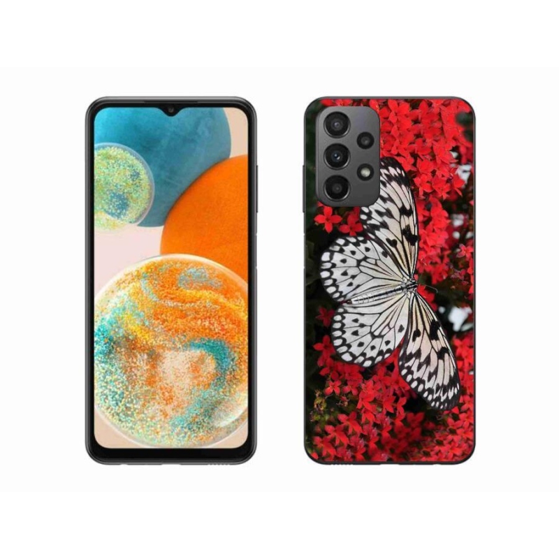Gél védőhuzat mmCase Samsung Galaxy A23 4G/5G - fekete-fehér pillangó 1