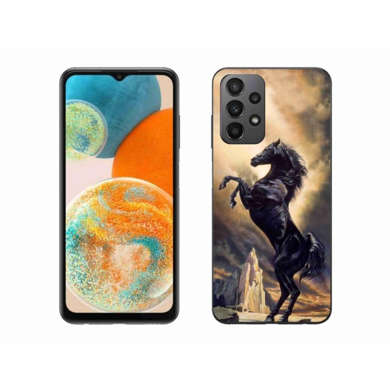 Zselés borítás mmCase Samsung Galaxy A23 4G/5G - fekete rajzfilm lóhoz