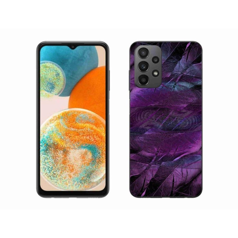Gél védőhuzat mmCase Samsung Galaxy A23 4G/5G készülékhez - lila tollak