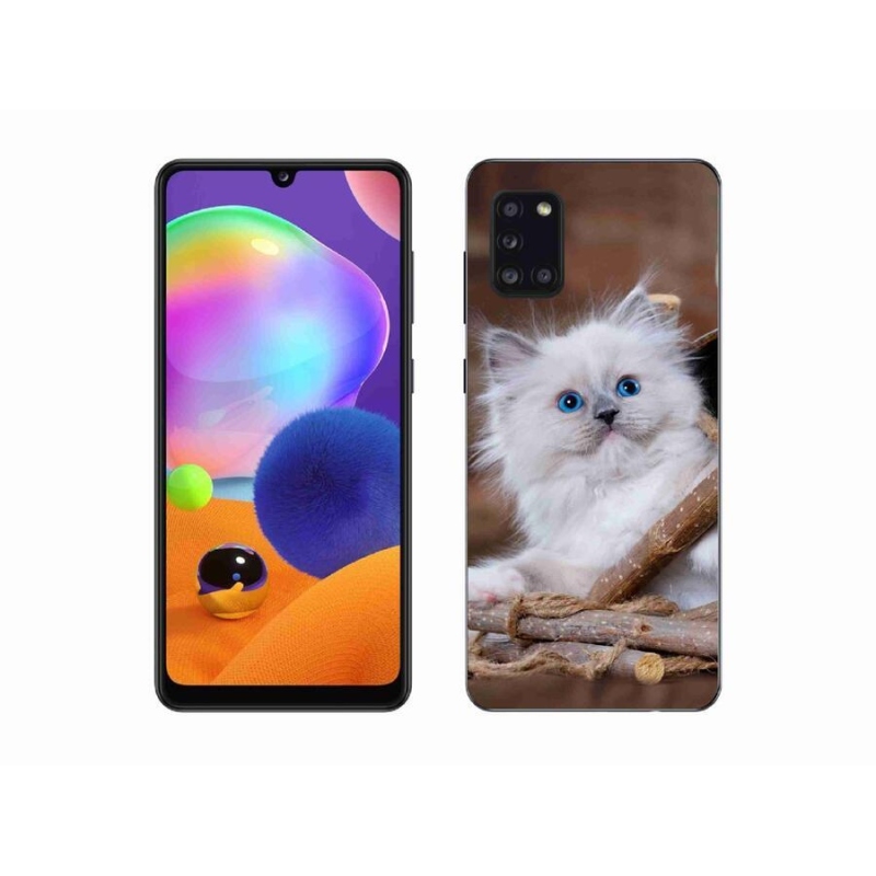 Zselés borítás mmCase Samsung Galaxy A31 készülékhez - fehér cica
