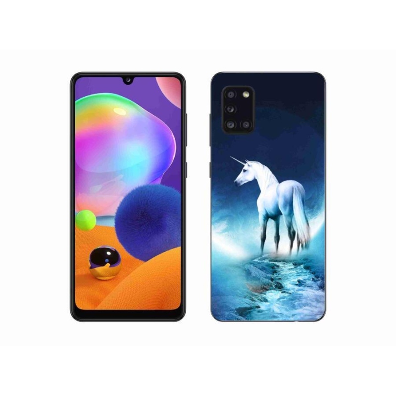 Zselés borítás mmCase Samsung Galaxy A31 készülékhez - fehér egyszarvú