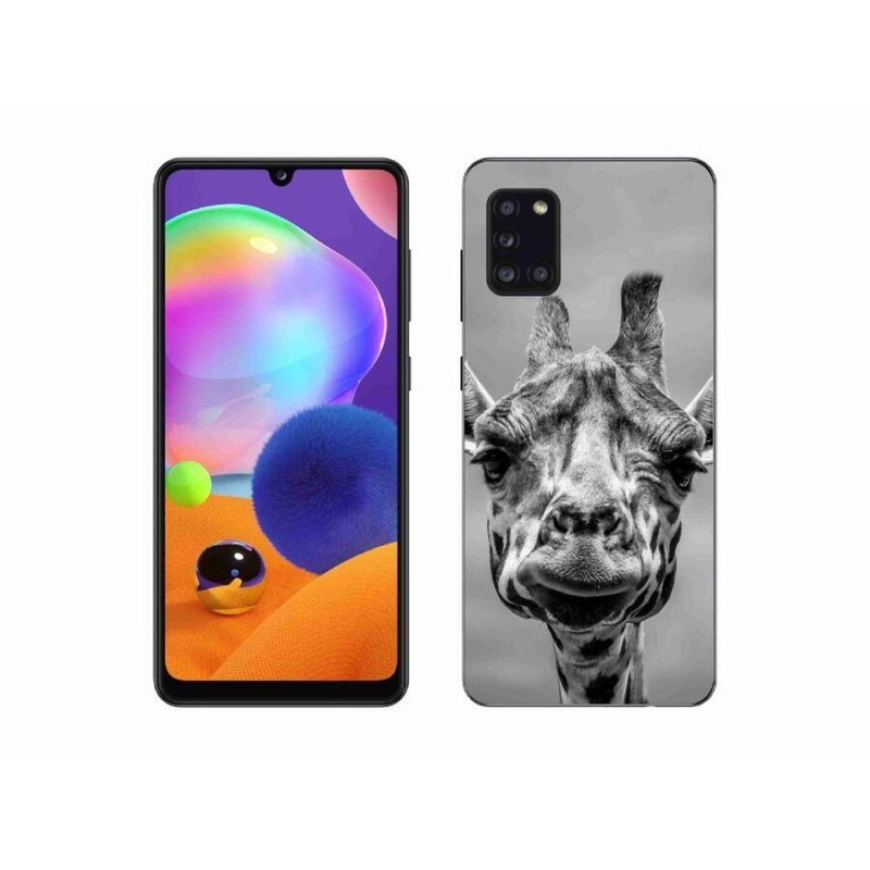 Zselés borítás mmCase Samsung Galaxy A31 készülékhez - fekete-fehér zsiráf