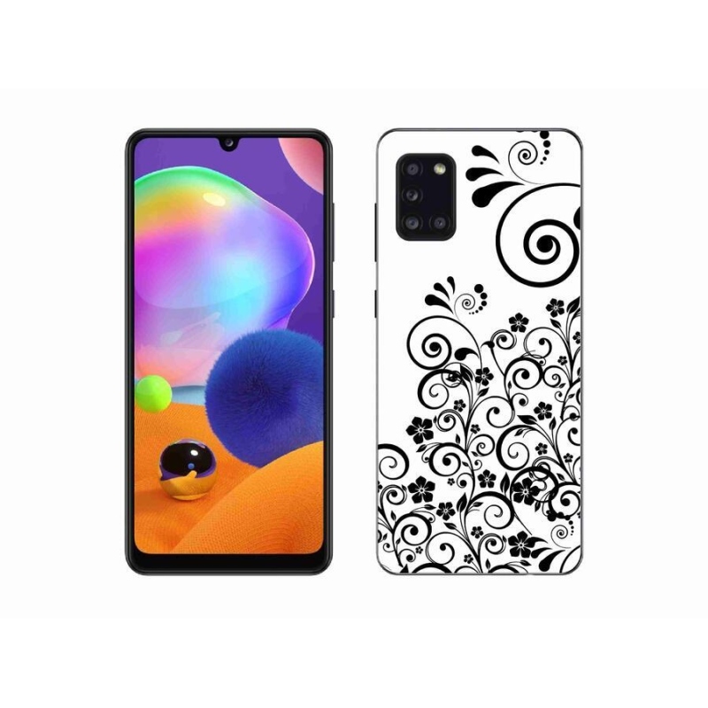 Zselés borítás mmCase Samsung Galaxy A31 készülékhez - fekete-fehér virágminták