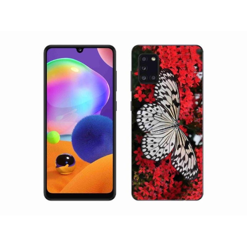Gél védőhuzat mmCase Samsung Galaxy A31 - fekete-fehér pillangó 1