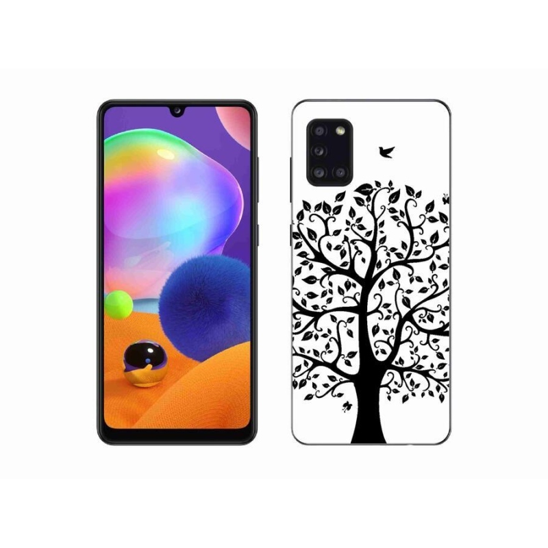 Zselés borítás mmCase Samsung Galaxy A31 készülékhez - fekete-fehér fa