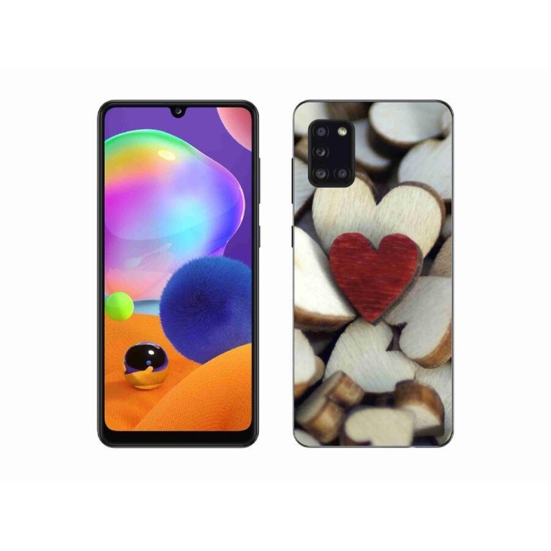 Gél borítás mmCase Samsung Galaxy A31 készülékhez - gravírozott piros szív