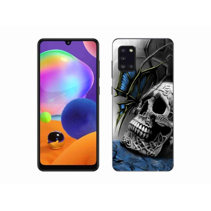 Gél borítás mmCase Samsung Galaxy A31 készülékhez - pillangó és koponya