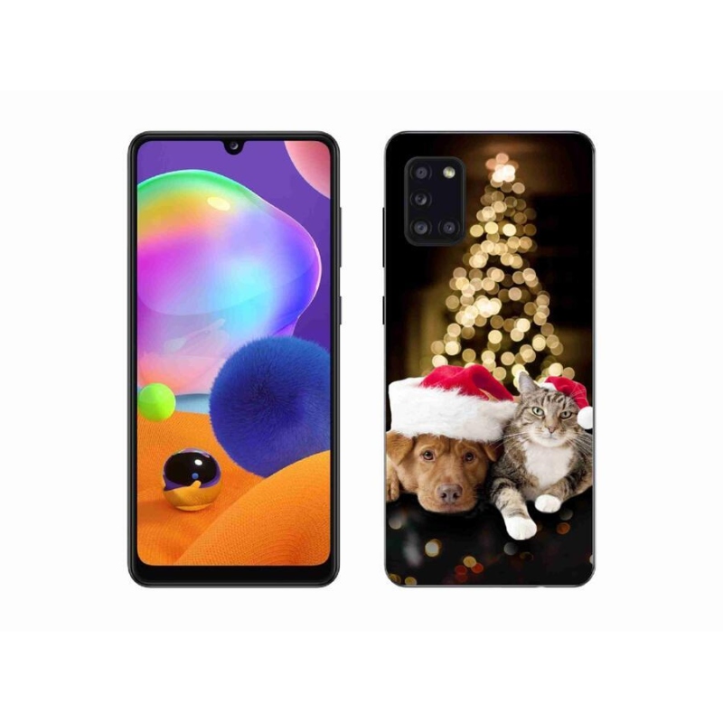 Gél borítás mmCase Samsung Galaxy A31 készülékhez - Karácsonyi kutya és macska