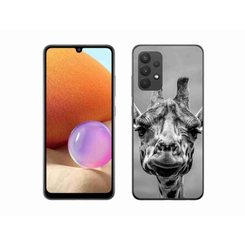 Zselés borítás mmCase Samsung Galaxy A32 4G - fekete-fehér zsiráfhoz