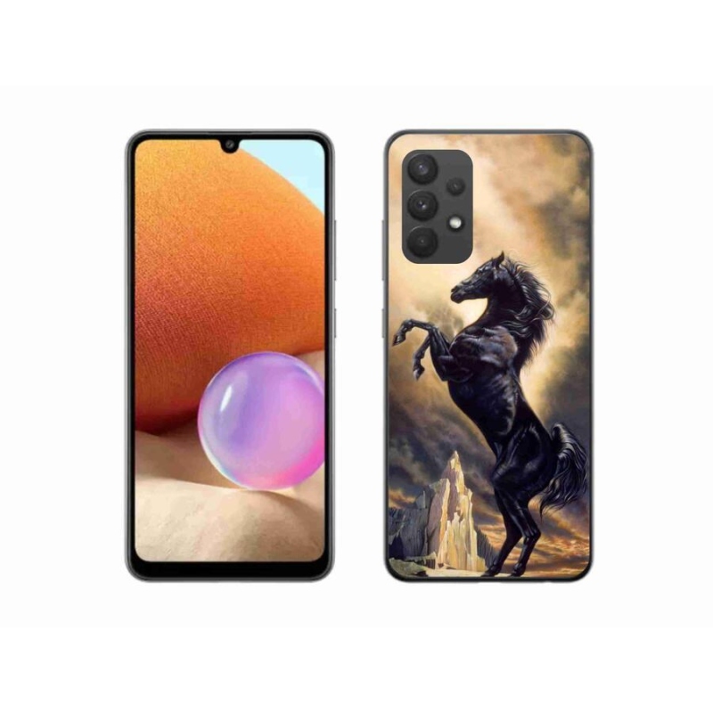 Gél védőhuzat mmCase Samsung Galaxy A32 4G - fekete rajzfilm lóhoz