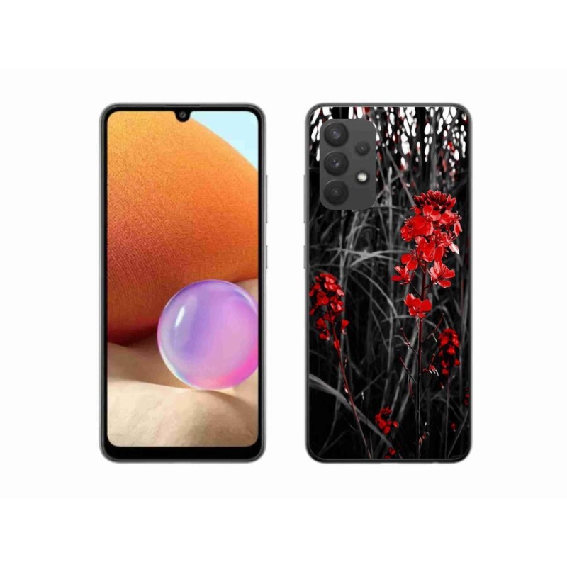 Gél borítás mmCase Samsung Galaxy A32 4G - piros növényhez