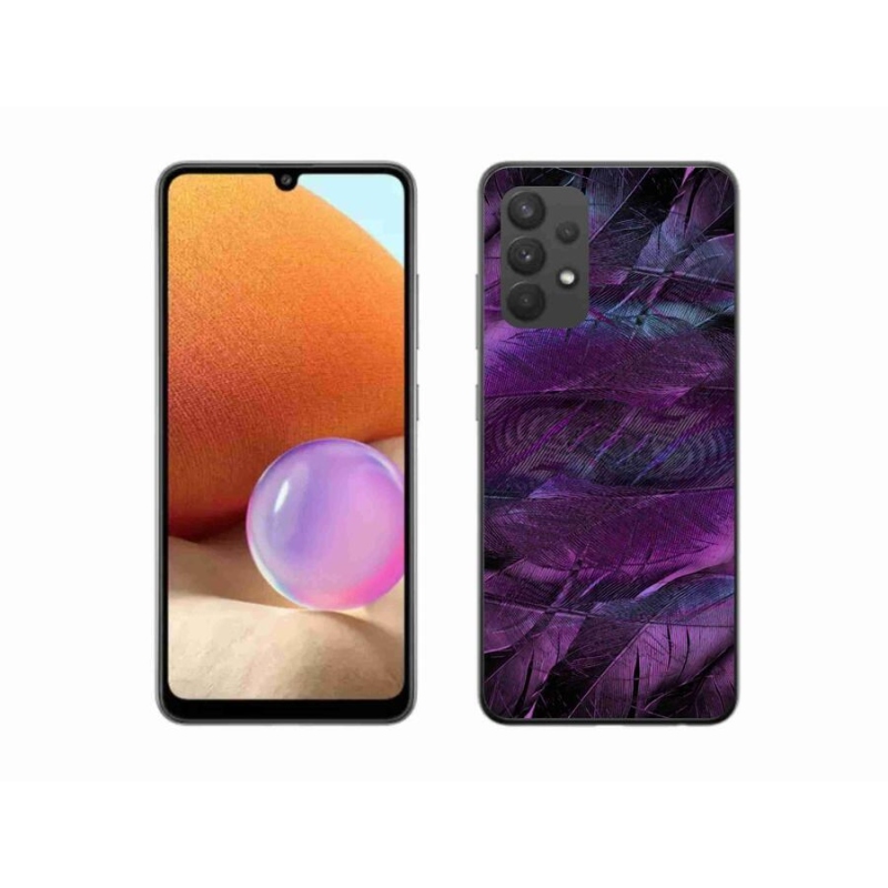 Gél védőhuzat mmCase Samsung Galaxy A32 4G - lila tollakhoz