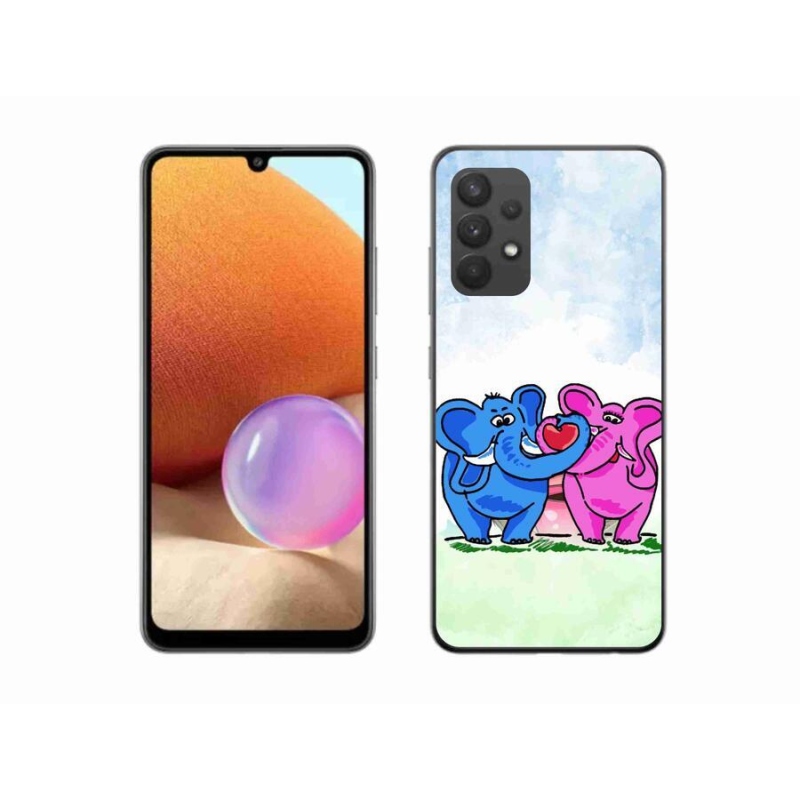 Gél borító mmCase a mobiltelefonon Samsung Galaxy A32 4G - szerelmes elefántok