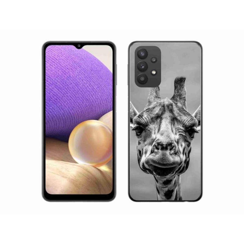 Zselés borítás mmCase Samsung Galaxy A32 5G - fekete-fehér zsiráfhoz