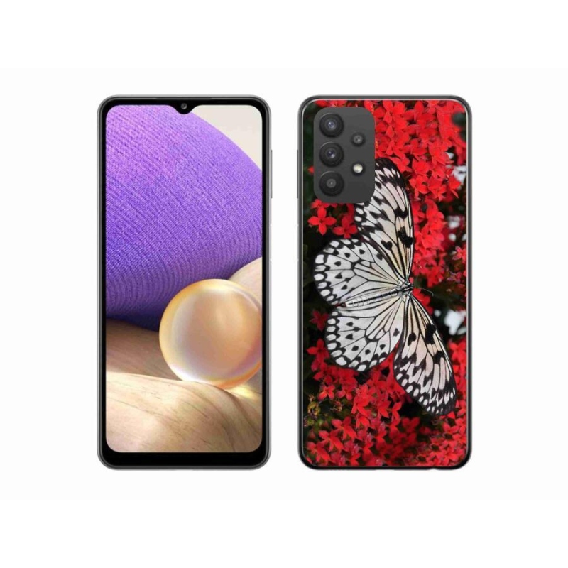 Gél védőhuzat mmCase Samsung Galaxy A32 5G - fekete-fehér pillangó 1