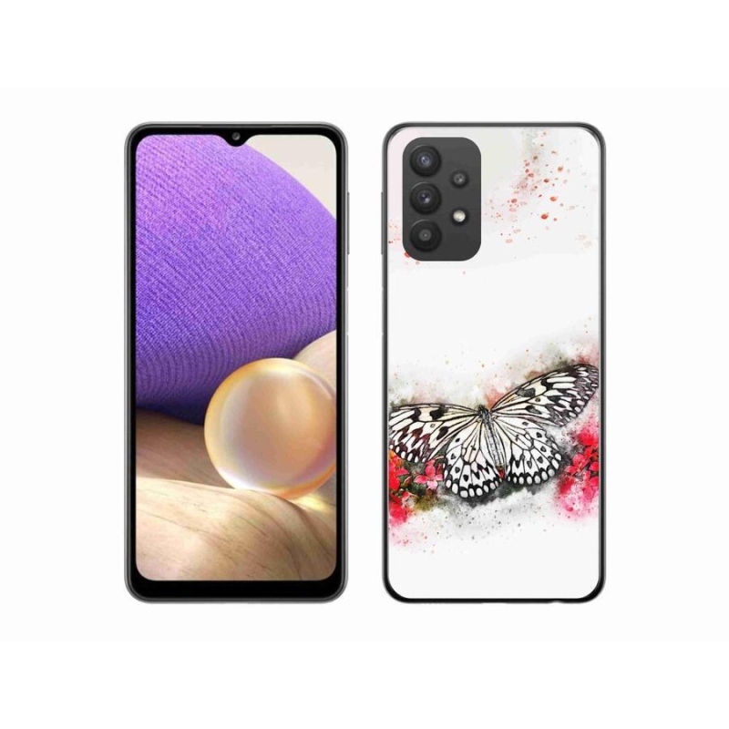 Zselés borítás mmCase Samsung Galaxy A32 5G - fekete-fehér pillangóhoz